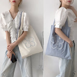 Women Polyester Handbags Flowers Embroidery Large Capacity Shoulder Bags