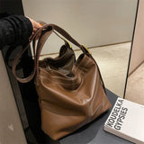 Large Capacity Women Pu Leather Handbags Bucket Bag High Shoulder Travel Bags