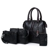 Large Capacity Women Pu Leather Handbags 4 Pieces Set Tote Messenger Bag E269