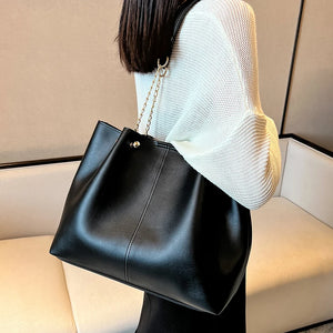 Large Capacity Women Pu Leather Handbags High Ladies Big Chain Shoulder Travel B