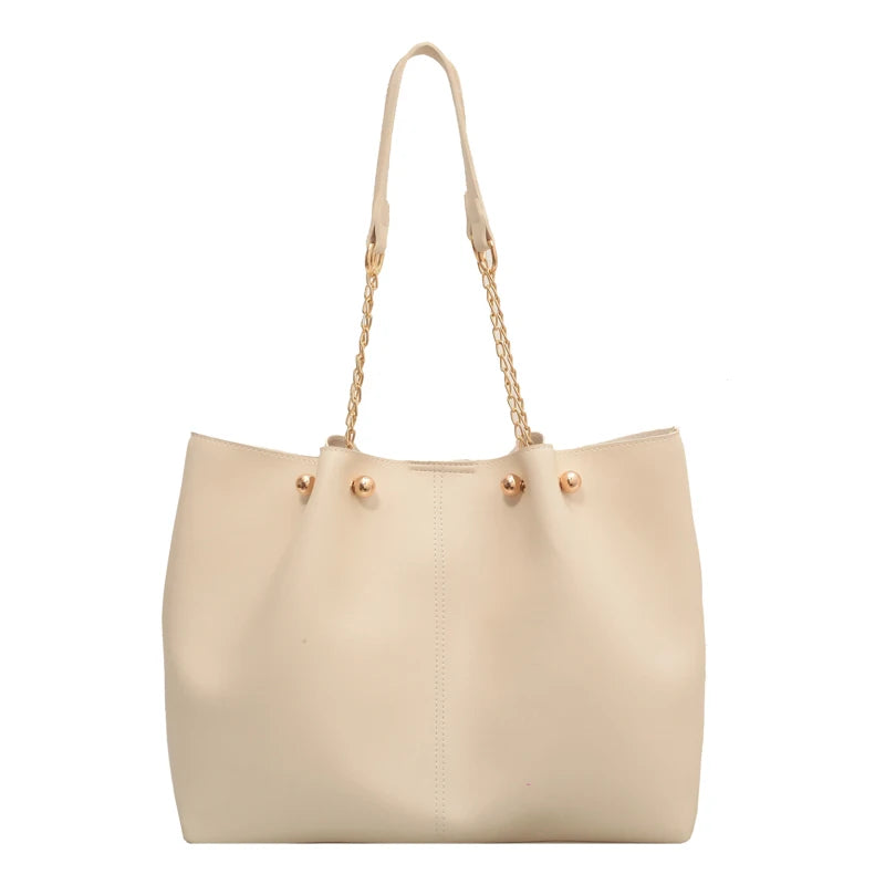 Large Capacity Women Pu Leather Handbags High Ladies Big Chain Shoulder Travel B