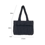 Large Capacity Winter Women Shoulder Bag Lightweight Handbag Solid Pleated Tote