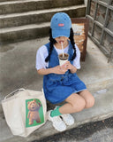 Cartoon Bear Canvas Handbag Large Capacity Reusable Tote Bag for Women