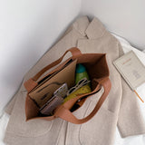 Solid Leather Shoulder Shopper Bags for Women Sac A Main