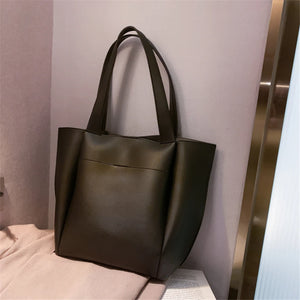 Large Capacity Women Top-handle Bags High Solid Leather Shoulder Shopper Bags
