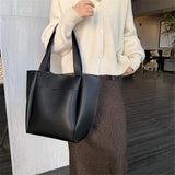 Large Capacity Women Top-handle Bags High Solid Leather Shoulder Shopper Bags