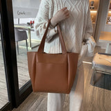 Large Capacity Leather Top-Handle Shoulder Bag for Women