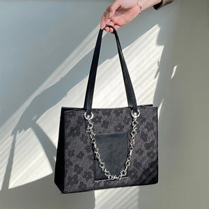 Floral Print Women Tote Shoulder Bag Soft Pu Leather Chain Handb