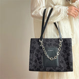 Floral Print Women Tote Shoulder Bag Soft Pu Leather Chain Handb