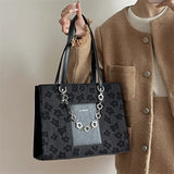 Floral Print Women Tote Shoulder Bag Soft Pu Leather Chain Handb