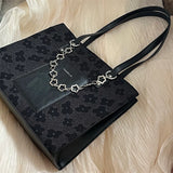 Floral Print Women Tote Shoulder Bag Soft Pu Leather Chain Handb