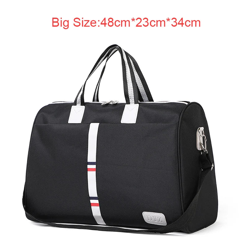 Large Capacity Women Travel Bag Waterproof Stripe Weekend Overnight Duffle Bags