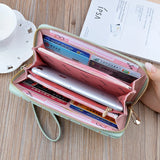 Women's Long Zipper Soft Wallet Small Flower Change Phone Bag
