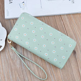 Women's Long Zipper Soft Wallet Small Flower Change Phone Bag