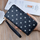 Women's Long Zipper Soft Wallet Small Flower Change Phone Bag