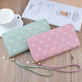 Women's Long Zipper Soft Wallet Small Flower Change Phone Bag