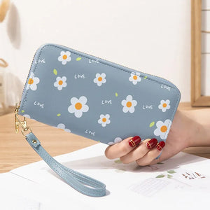 Women's Long Zip Wallet Soft Wallet Small Flower Change