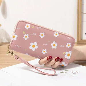 Women's Long Zip Wallet Soft Wallet Small Flower Change