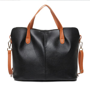 Large Capacity Women's PU Leather Shoulder Bag Lady Purse Retro Tote