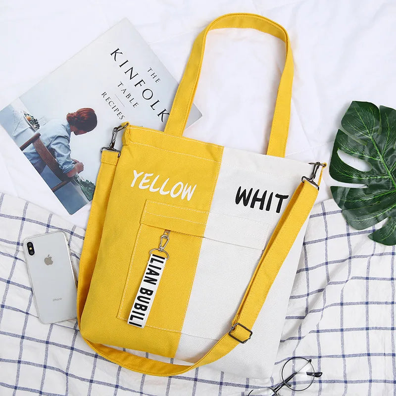 Large Capacity Women's Canvas Shoulder Bag Zipper Handbag