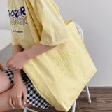 Embroidered Letter Canvas Shoulder Bag for Women