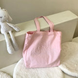 Embroidered Letter Canvas Shoulder Bag for Women