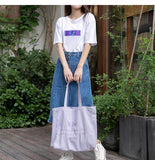 Embroidered Letter Canvas Shoulder Bag for Women