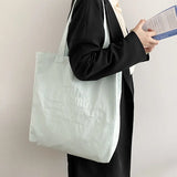 Embroidered Letter Canvas Shoulder Bag for Women