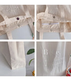 Embroidered Letter Canvas Shoulder Bag for Women