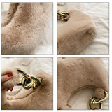 Faux Fur Chain Shoulder Bag for Women Winter Lady Tote Handbag