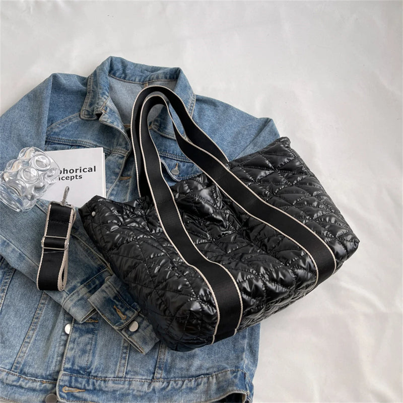 Large Capacity Women's Padded Handbags Cotton Shoulder Cross