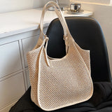 Straw Shoulder Bag Women's Casual Tote Retro Beach Handbag