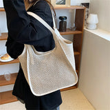 Straw Shoulder Bag Women's Casual Tote Retro Beach Handbag