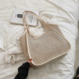 Straw Shoulder Bag Women's Casual Tote Retro Beach Handbag