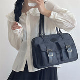 Large Capacity Women's Shoulder Bag Double Pockets Casual Tote Bags
