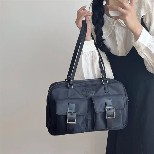 Large Capacity Women's Shoulder Bag Double Pockets Casual Tote Bags