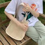 Large Capacity Women's Straw Shoulder Bag Summer Ladies Woven Travel Tote