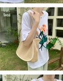 Large Capacity Women's Straw Shoulder Bag Summer Ladies Woven Travel Tote
