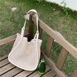 Large Capacity Women's Straw Shoulder Bag Summer Ladies Woven Travel Tote