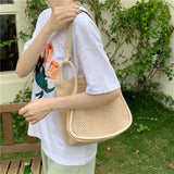 Large Capacity Women's Straw Shoulder Bag Summer Ladies Woven Travel Tote