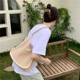Large Capacity Women's Straw Shoulder Bag Summer Ladies Woven Travel Tote