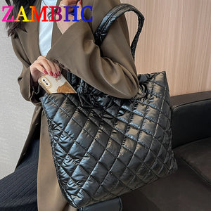 Large Capacity Women's Tote Bag Cotton Shoulder Bags Winter Female Handbags