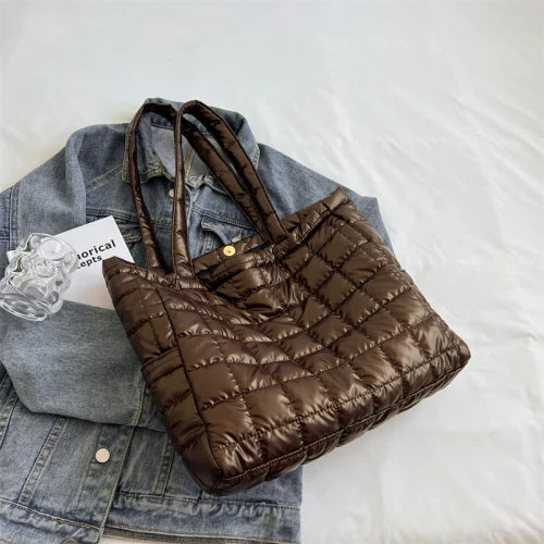 Large Capacity Women's Tote Bags Diamond Lattice Shoulder Handbags