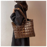 Large Capacity Women's Tote Bags Diamond Lattice Shoulder Handbags