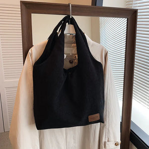 High Capacity Corduroy Ladies Shoulder Bag Solid Women's Handbag