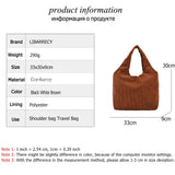 High Capacity Corduroy Ladies Shoulder Bag Solid Women's Handbag