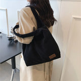 High Capacity Corduroy Ladies Shoulder Bag Solid Women's Handbag