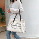 Casual Tote Bag Women Canvas Handbags Letter Print Travel Hobo Shoulder Bag