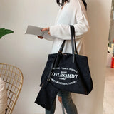 Casual Tote Bag Women Canvas Handbags Letter Print Travel Hobo Shoulder Bag