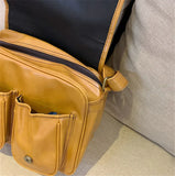 Large Cross-Body Bag Vintage Shoulder Bag Yellow Oilskin